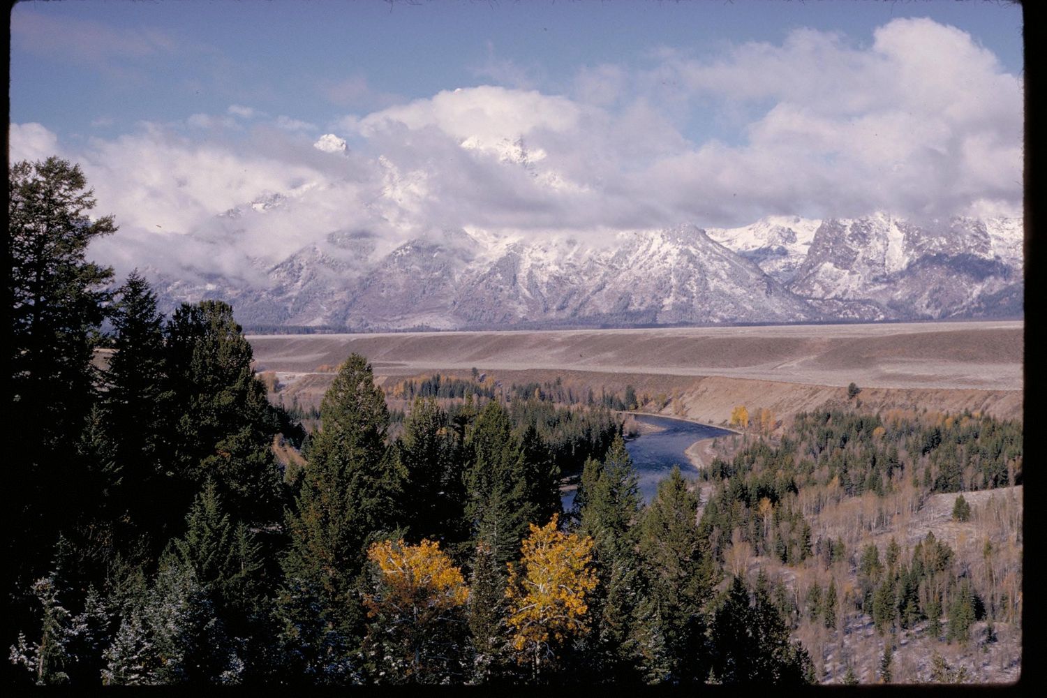 The Teton Range across the valley on a clear day.